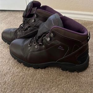 Brown and purple everyday boots